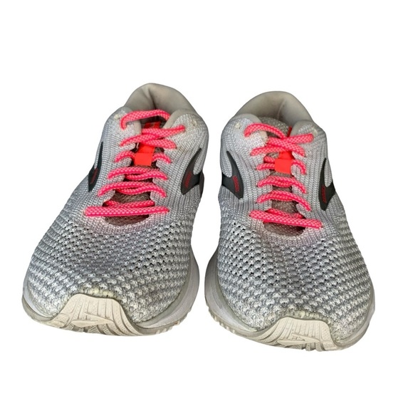 Brooks Revel 2 running/walking shoe light gray white‎ w neon pink laces. Size 9 - Picture 6 of 12